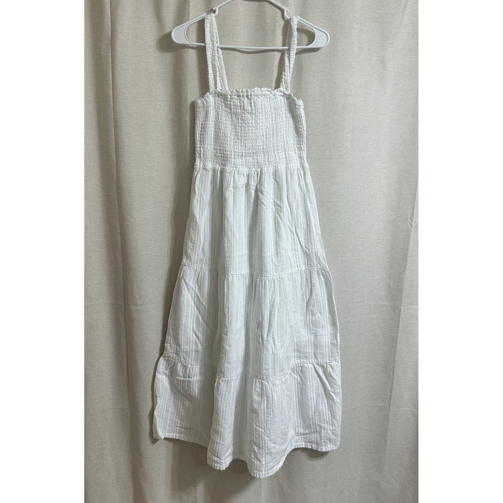 MY JEWELLERY White Cotton Smocked Midi Dress Summer Boho Chic Cottagecore Sz M - Picture 8 of 11